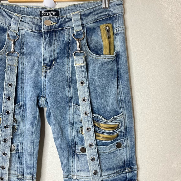 Dolls Kill Generation Kiss Aurora Cargo Flared Jeans - Picture 4 of 16